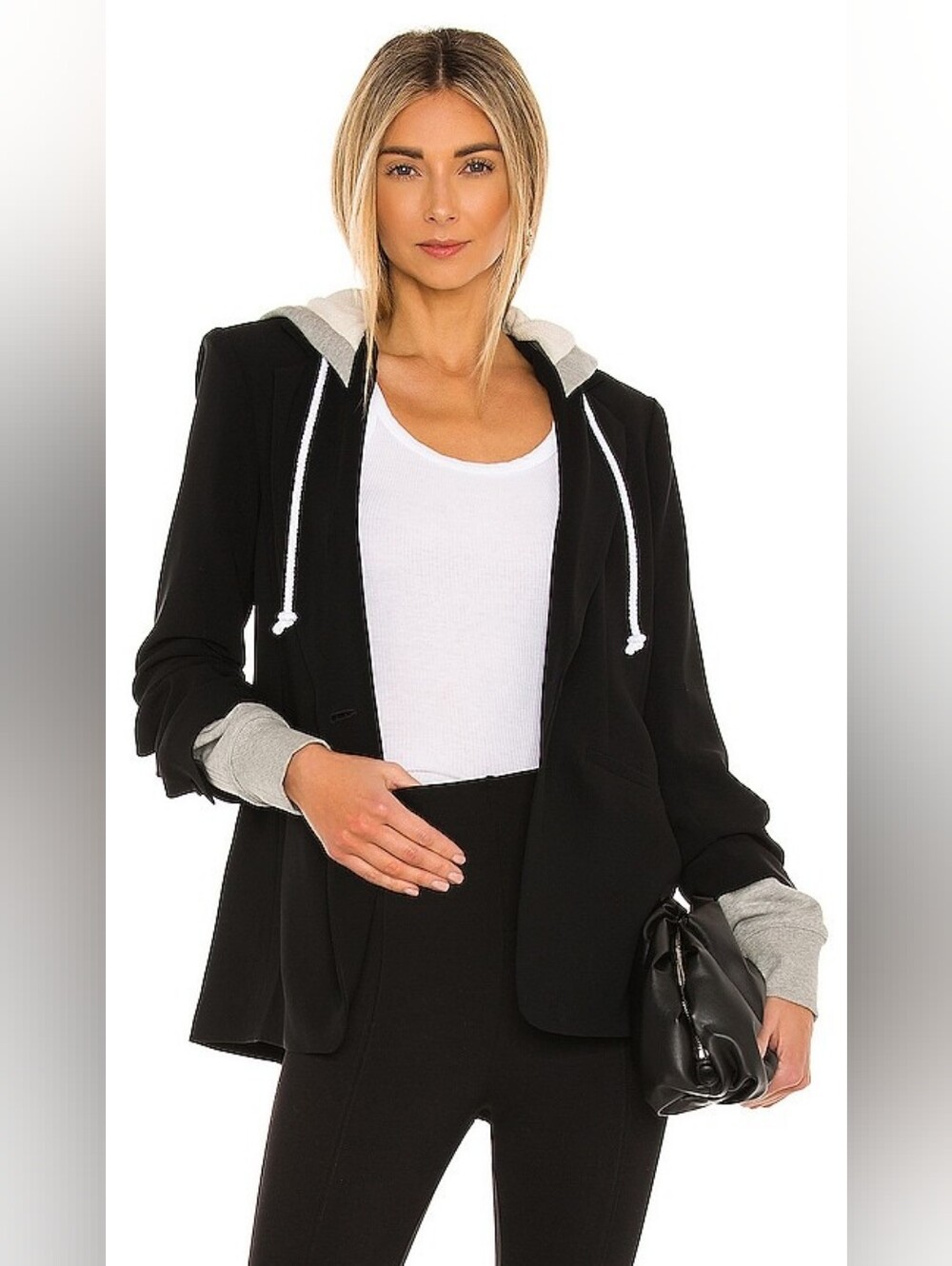 Cinq a Sept Hooded Khloe Jacket in Black & Heather Grey Size 6
